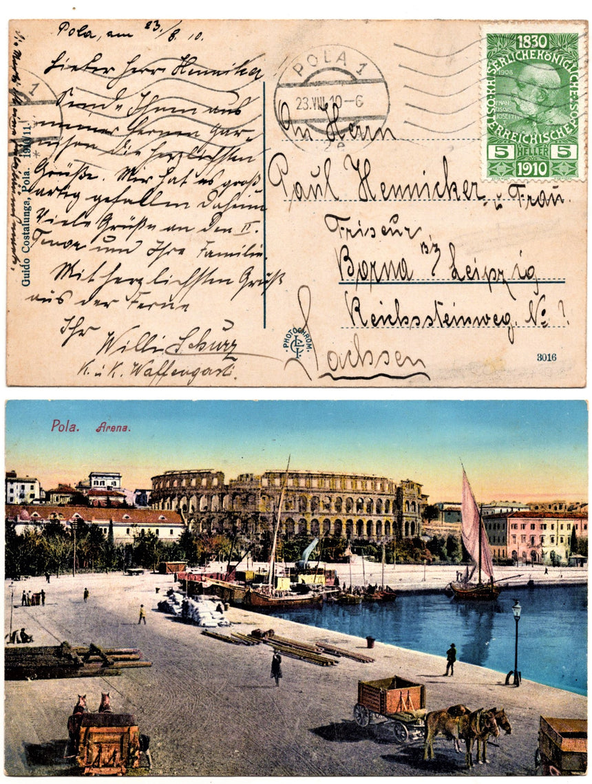 Cartolina antica Pola Arena Istria Croazia