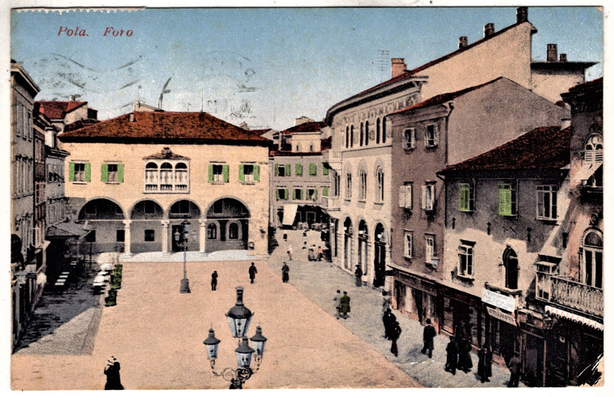 Cartolina antica Pola Forun antiko Istria Croazia