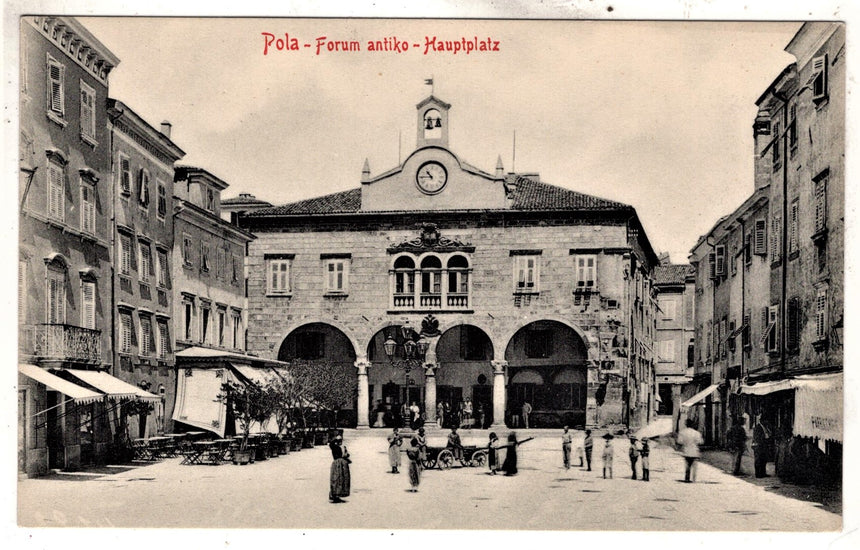 Cartolina antica Pola Forun antiko Istria Croazia