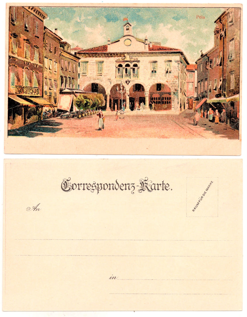 Cartolina antica Pola Forun antiko Istria Croazia