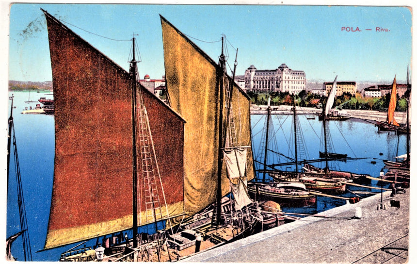 Cartolina antica Pola riva Croazia spedita comandante Bersglieri Bologna