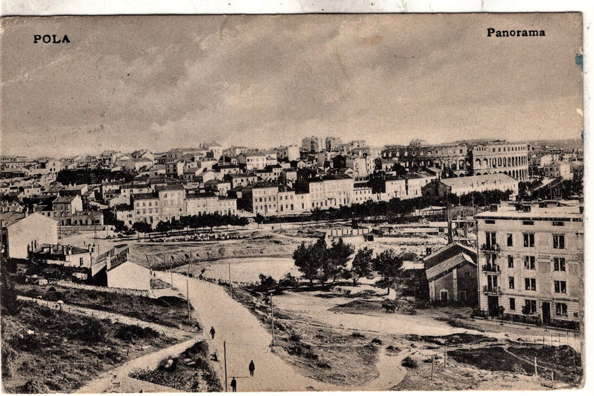 Cartolina antica Pola panorama Istria Croazia
