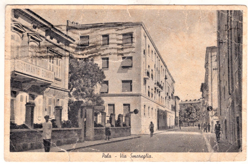Cartolina antica Pola via Smareglia