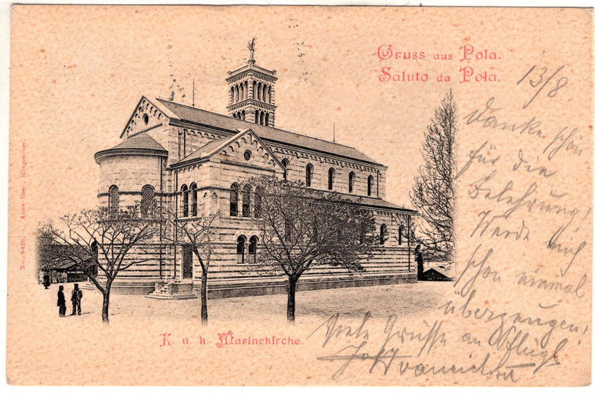 Cartolina antica Pola Marienkirche Croazia