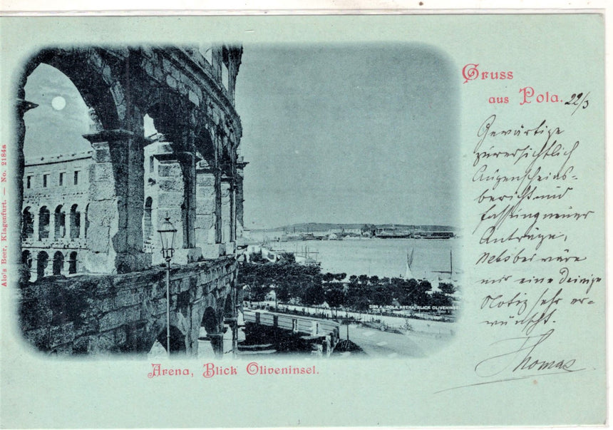 Cartolina antica Pola Arena spedita a Bozen Tirol