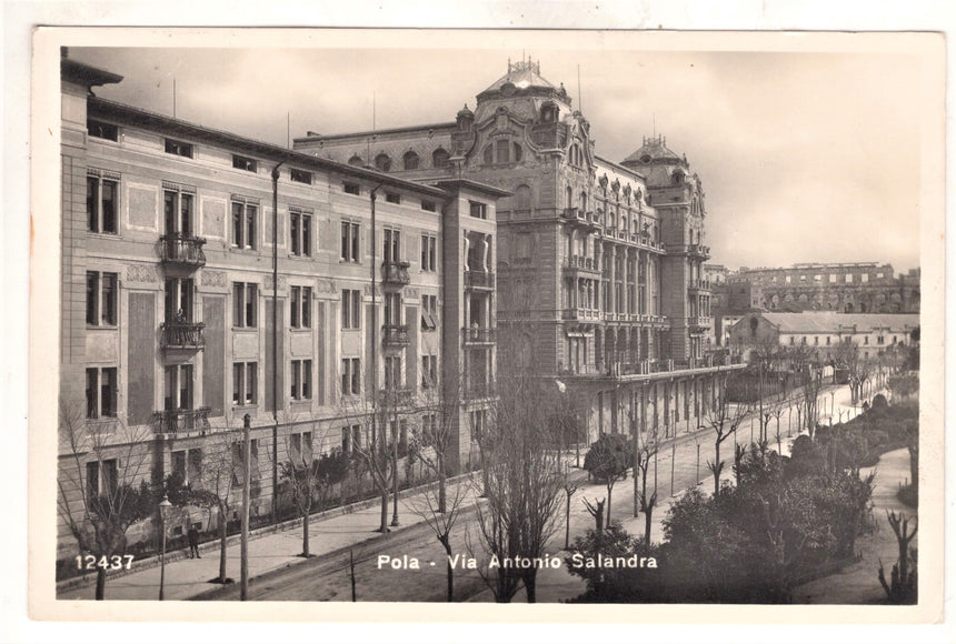 Cartolina antica Pola via Antonio Salandra Croazia