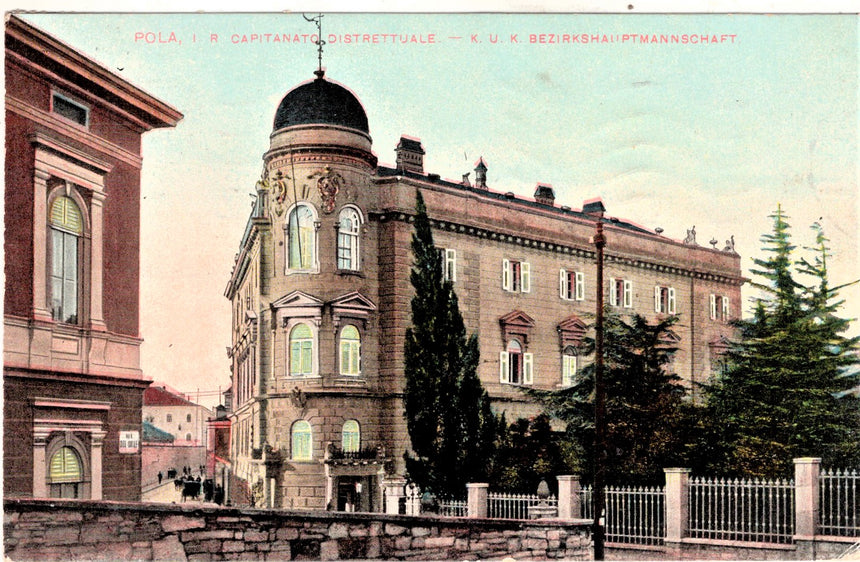 Cartolina antica Pola Reggio capitanato distrettuale Croazia