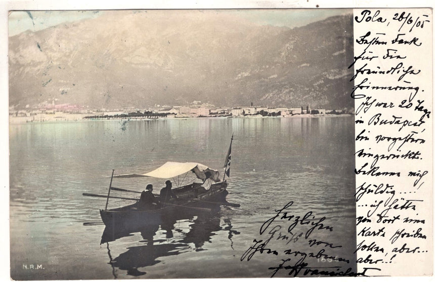 Cartolina antica Pola panorama Istria Croazia sped. A Branzzol Tirol Bozen