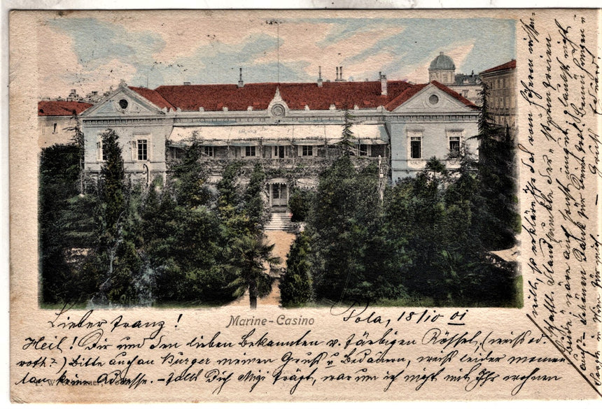 Cartolina antica Pola Marine Casino Croazia
