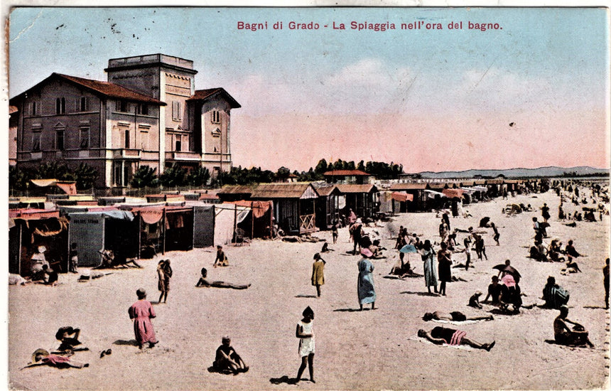 Cartolina antica Grado la spiaggia Croazia