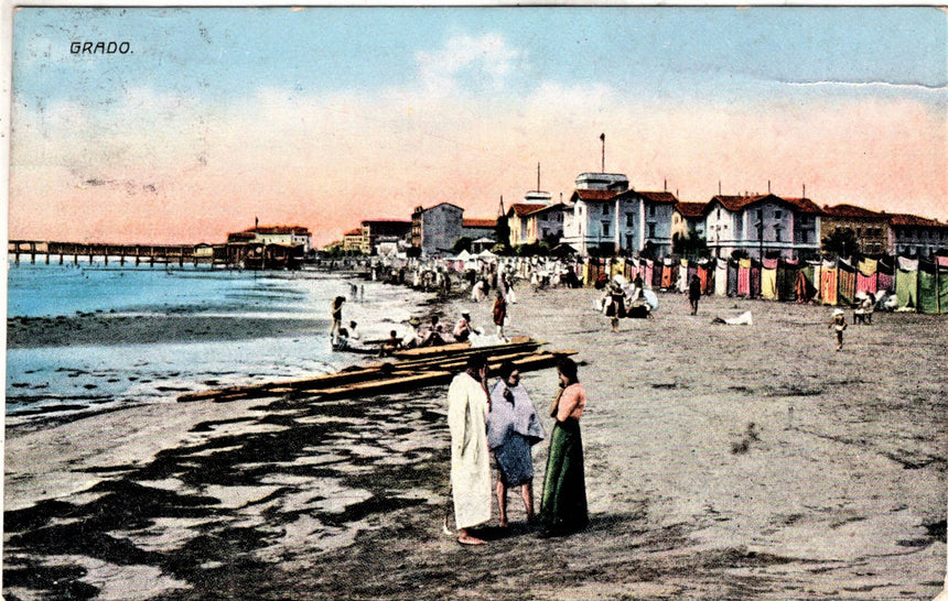 Cartolina antica Grado la spiaggia Croazia