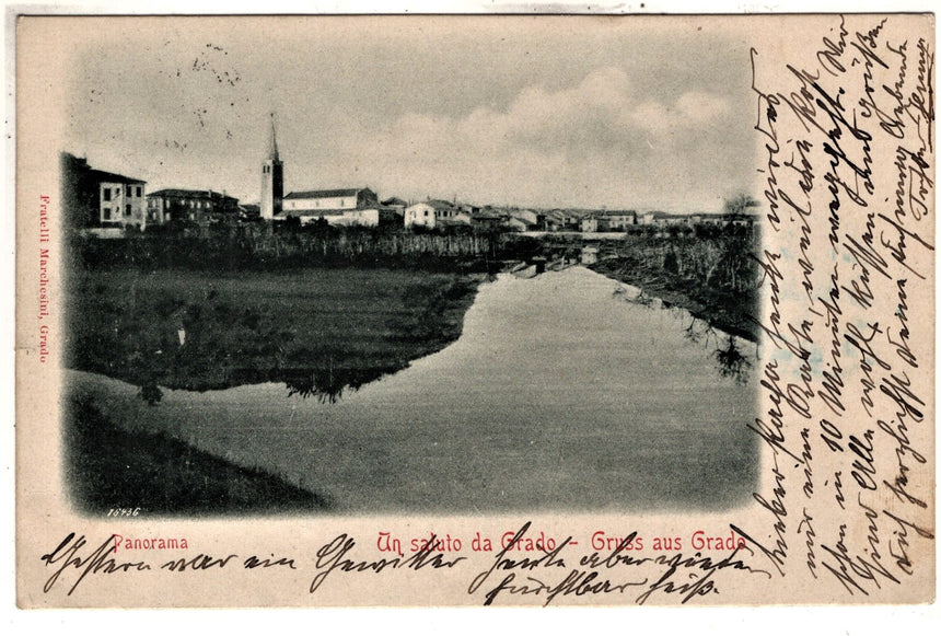 Cartolina antica Grado Gruss aus Grado Croazia