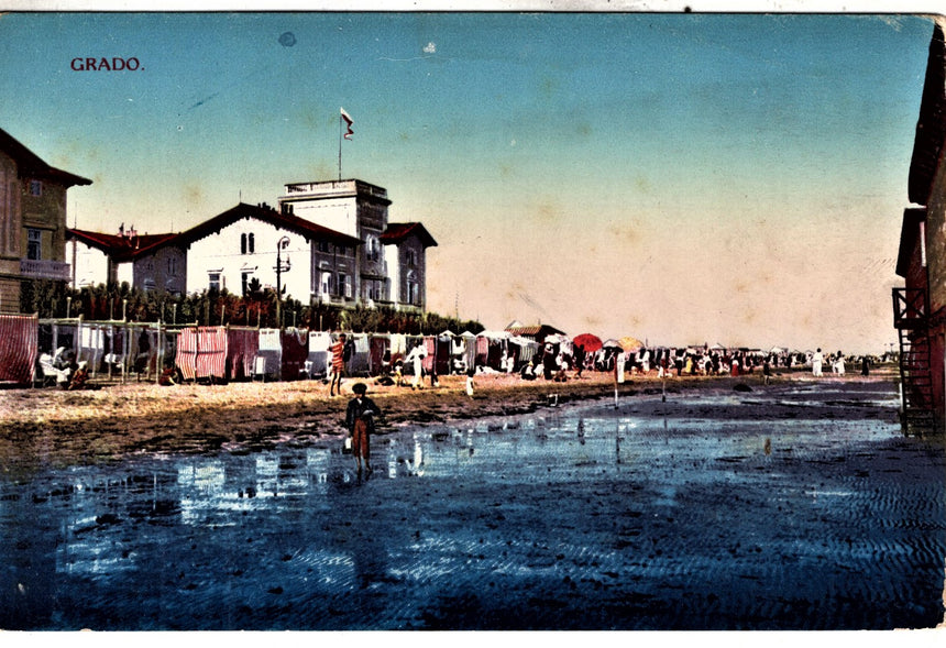 Cartolina antica Grado la spiaggia Croazia
