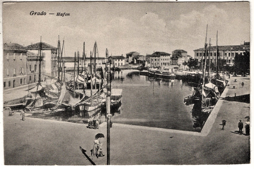 Cartolina antica Grado il porto Hafen Croazia