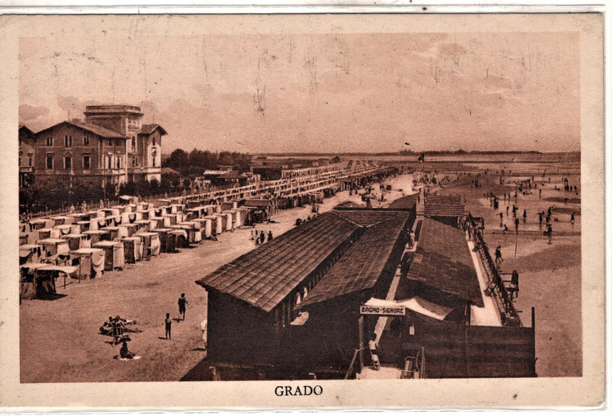Cartolina antica Grado la spiaggia Croazia