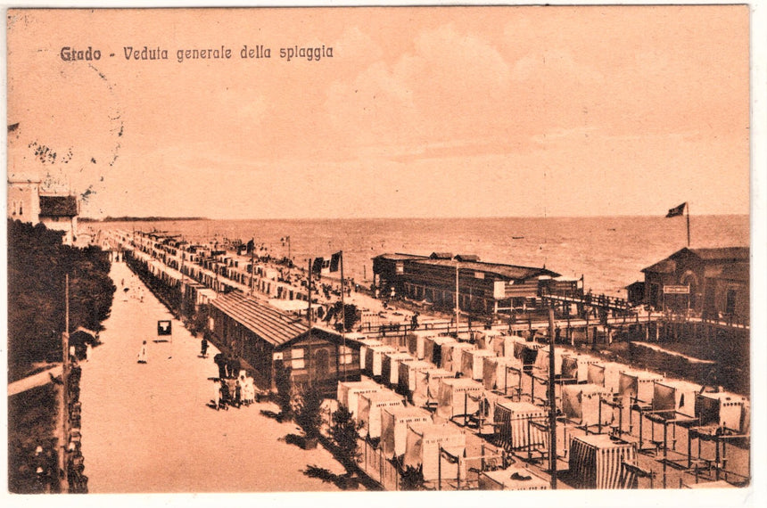 Cartolina antica Grado veduta della spiaggia Croazia