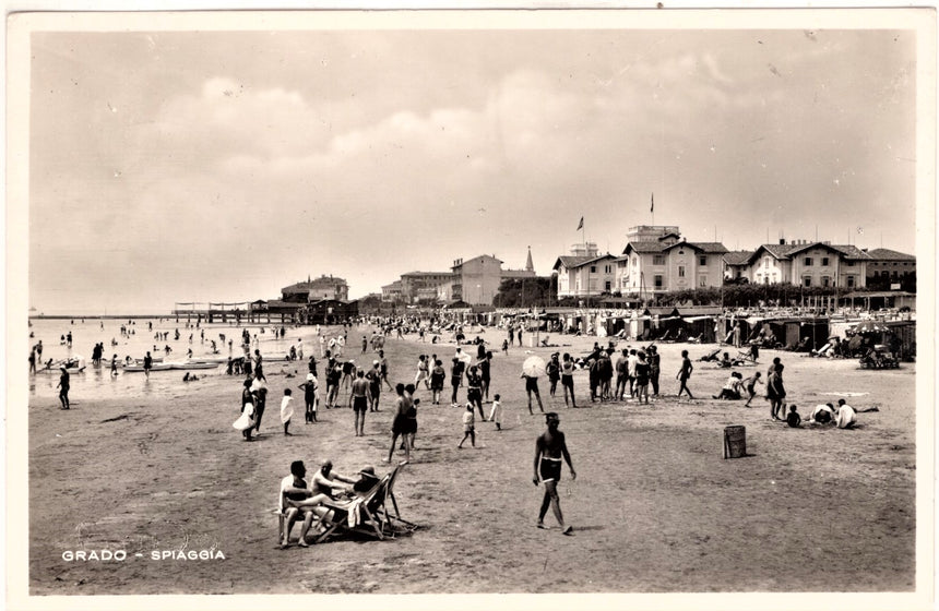 Cartolina antica Grado la spiaggia Croazia