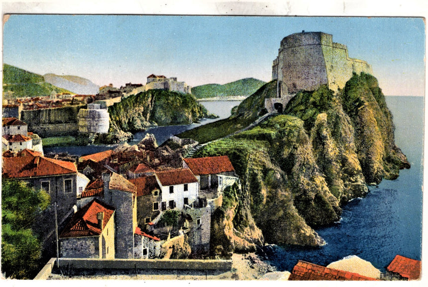 Cartolina antica Ragusa panorama Croazia