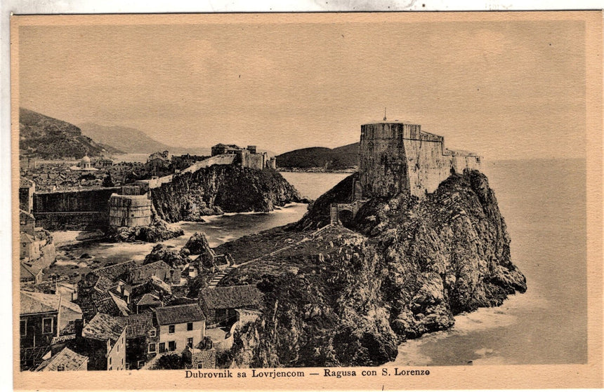 Cartolina antica Ragusa con San Lorenzo Croazia