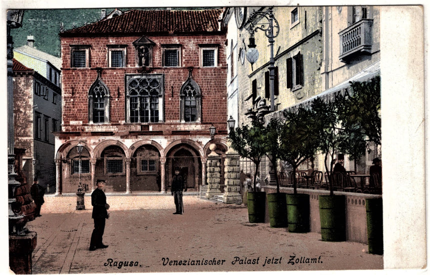 Cartolina antica Ragusa Venezianischer Palast jetzt Zollamt Croazia