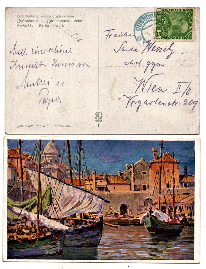 Cartolina antica Raguse partia du port Groazia