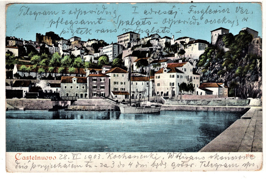 Cartolina antica Castelnuovo panorama Montenegro Croazia