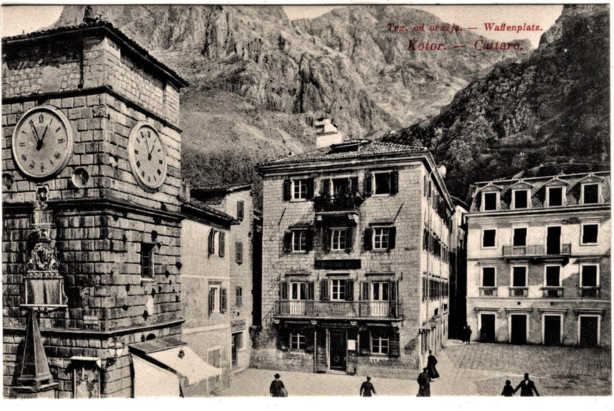 Cartolina antica Cattaro Kotor Waftenplatz Montenegro