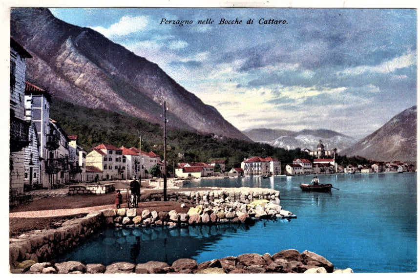 Cartolina antica Perzagno nelle bocche di Cattaro Montenegro