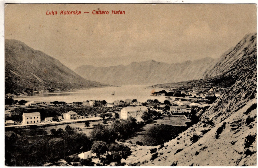 Cartolina antica Luka Kotorska Cattaro il porto Montenegro Croazia