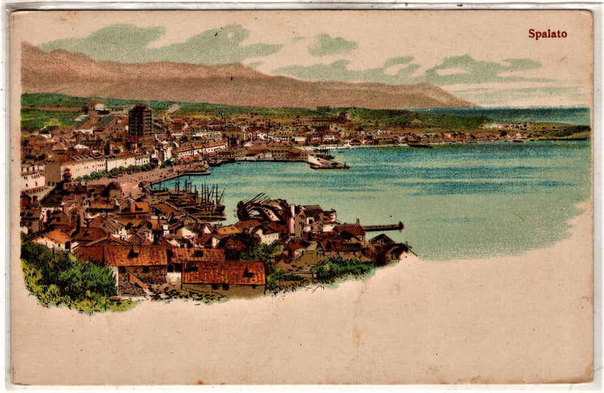Cartolina antica Spalato panorama nel 1900 Croazia