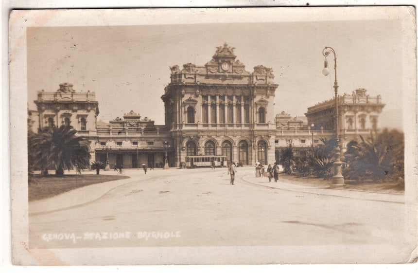 Cartolina antica Genova stazione Brignole spedita in Olanda