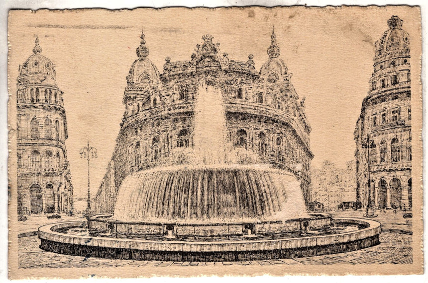 Cartolina antica Genova piazza De Ferrari