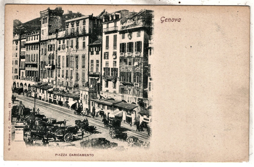 Cartolina antica Genova piazza Caricamento