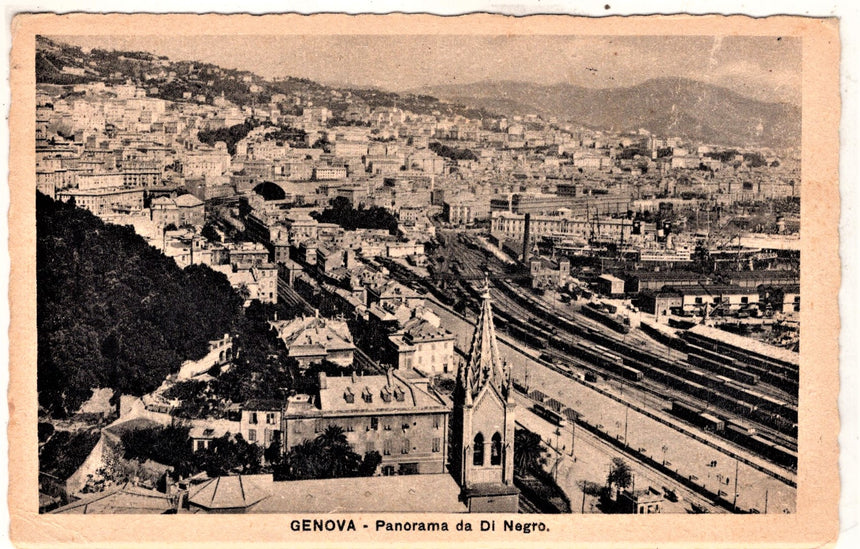 Cartolina antica Genova panorama da Di Negro