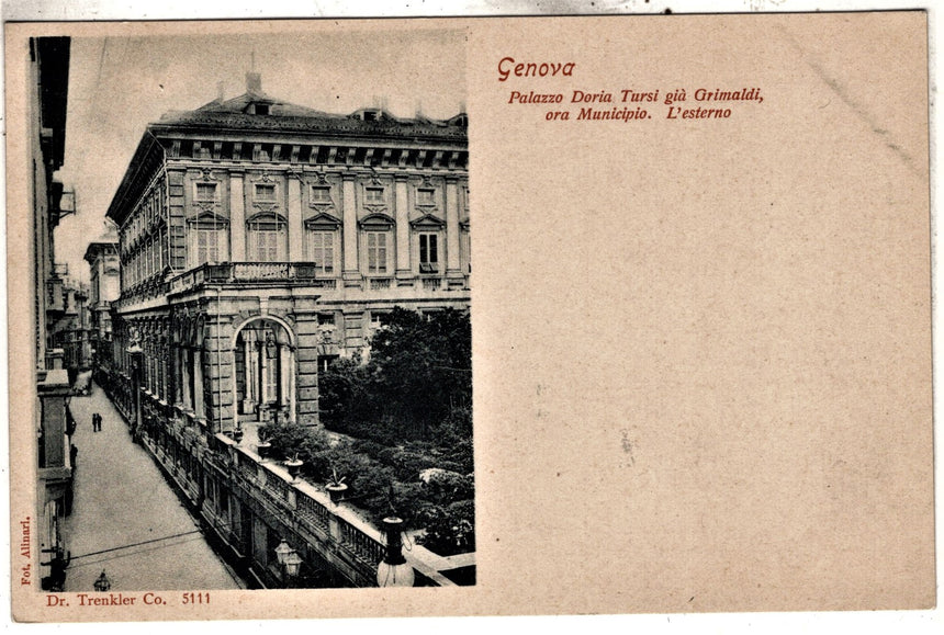 Cartolina antica Genova palazzo Doria Tursi già Grimaldi