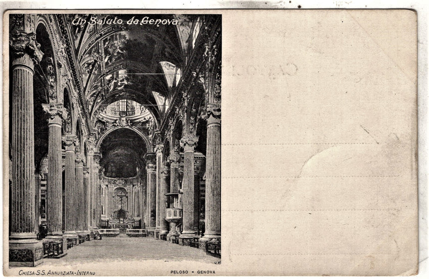 Cartolina antica Genova interno SS. Annunziata