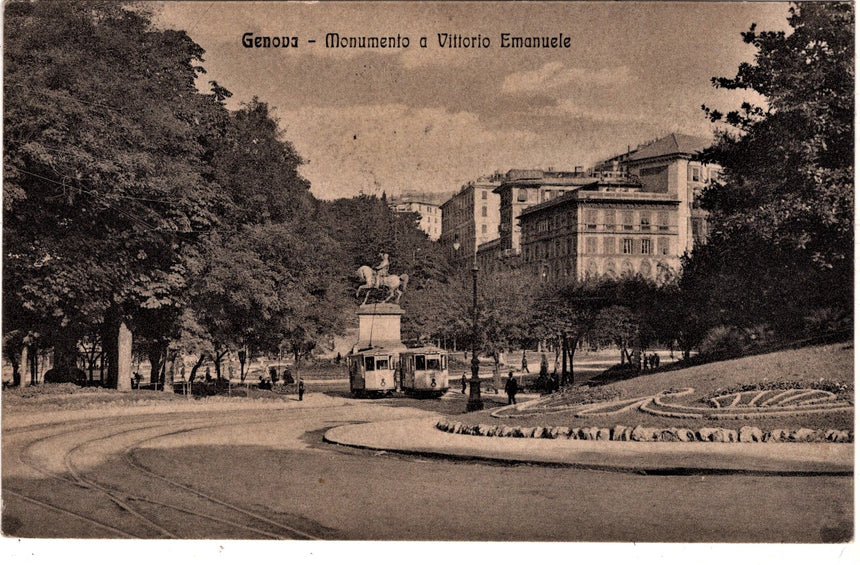 Cartolina antica Genova monumento a V. Emanuele