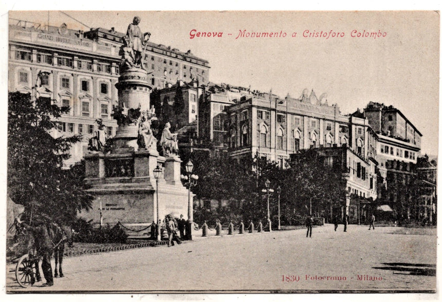 Cartolina antica Genova monumento a Cristoforo Colombo