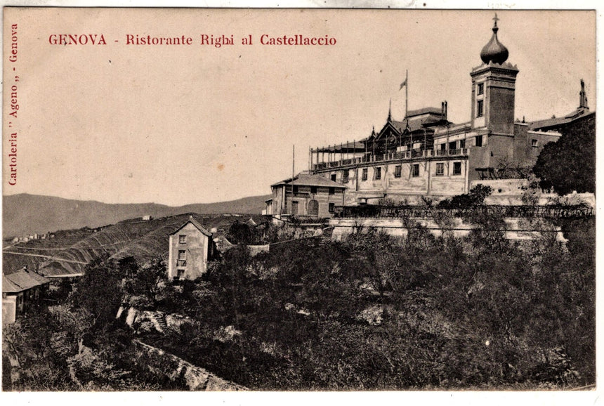 Cartolina antica Genova ristorante Righi al Castellaccio