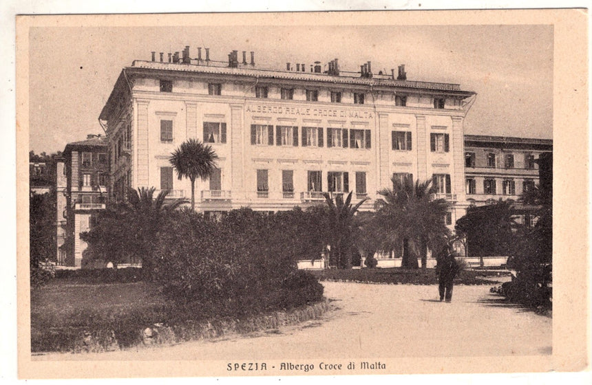 Cartolina antica La Spezia albergo Croce di Malta