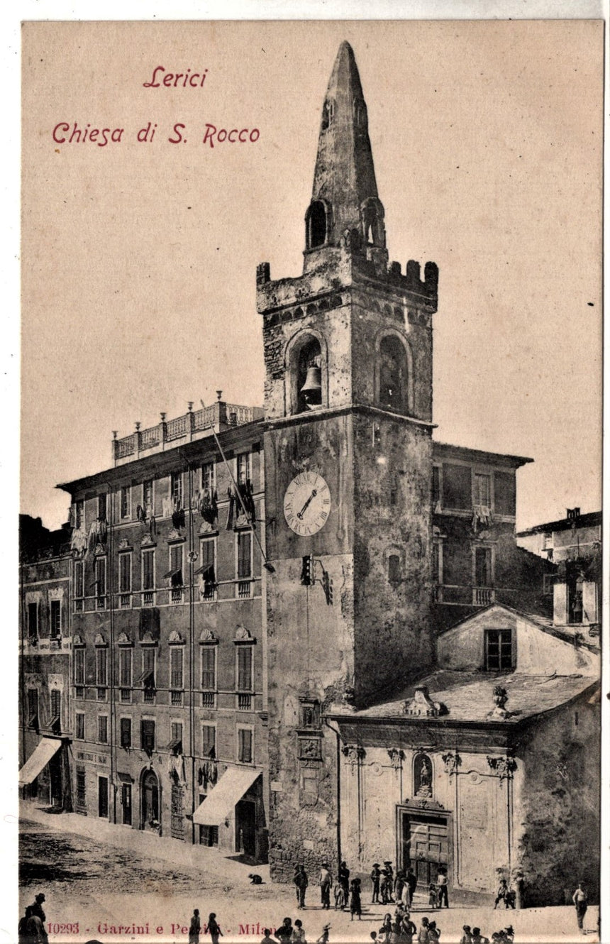 Cartolina antica Lerici chiesa di San Rocco