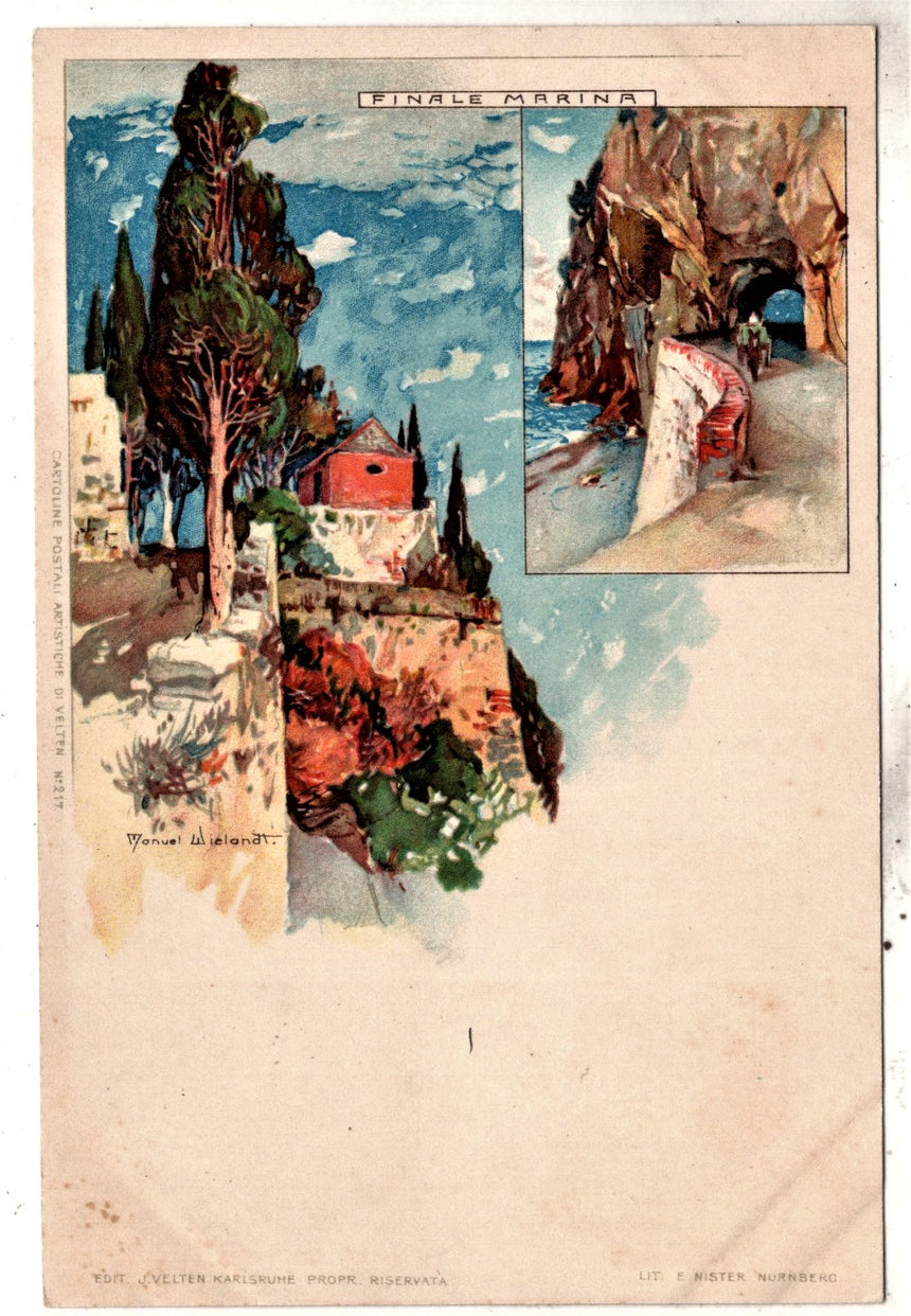 Cartolina antica Gernova Finale Marina cart. Wielandt