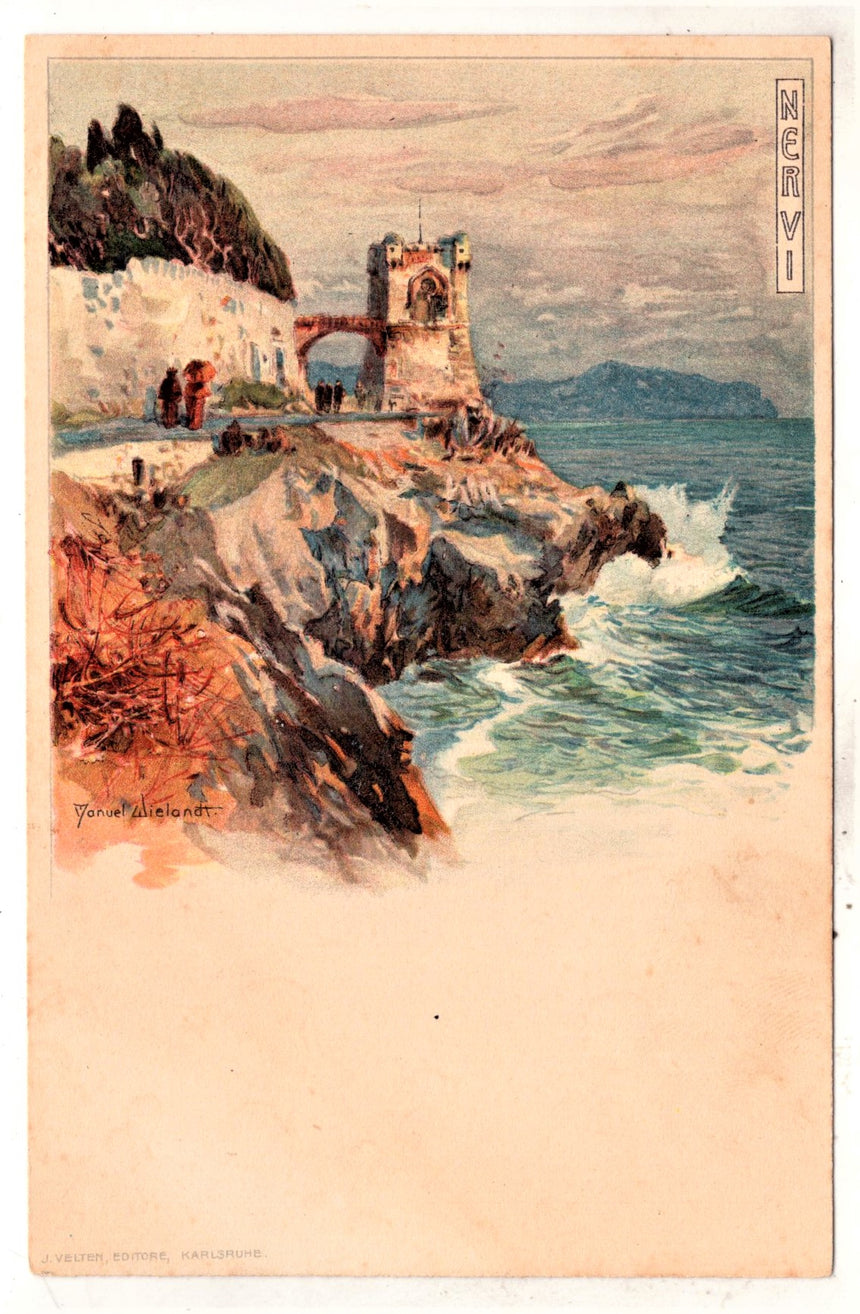 Cartolina antica Genova Nervi cart. Wielandt