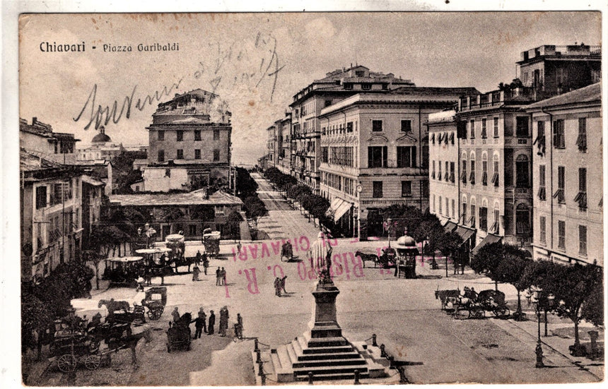Cartolina antica Chiavari piazza Garibaldi