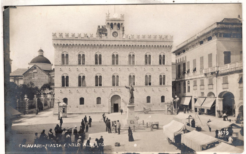 Cartolina antica Chiavari piazza Carlo Alberto foto Civicchioni
