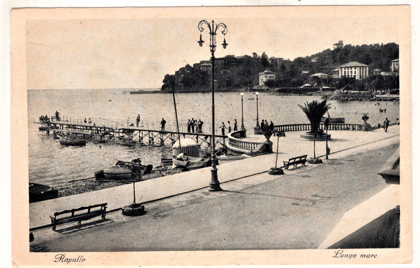Cartolina antica Rapallo lungo mare Genova