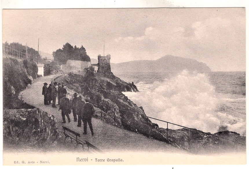 Cartolina antica Nervi torre Gropallo