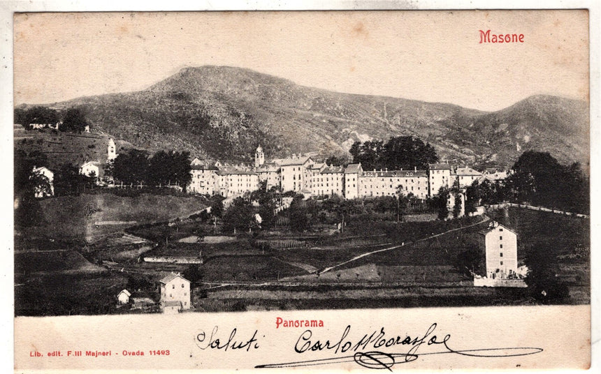 Cartolina antica Masone panorama
