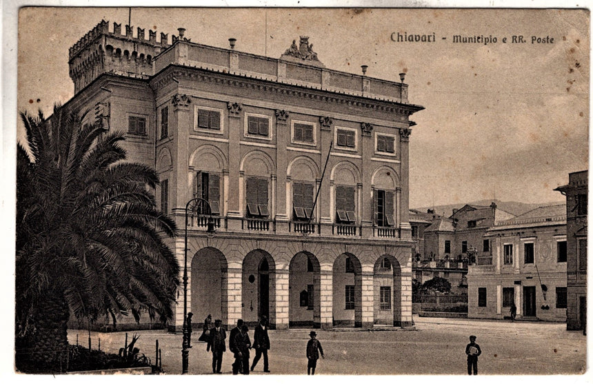 Cartolina antica Chiavari municipio e RR.poste