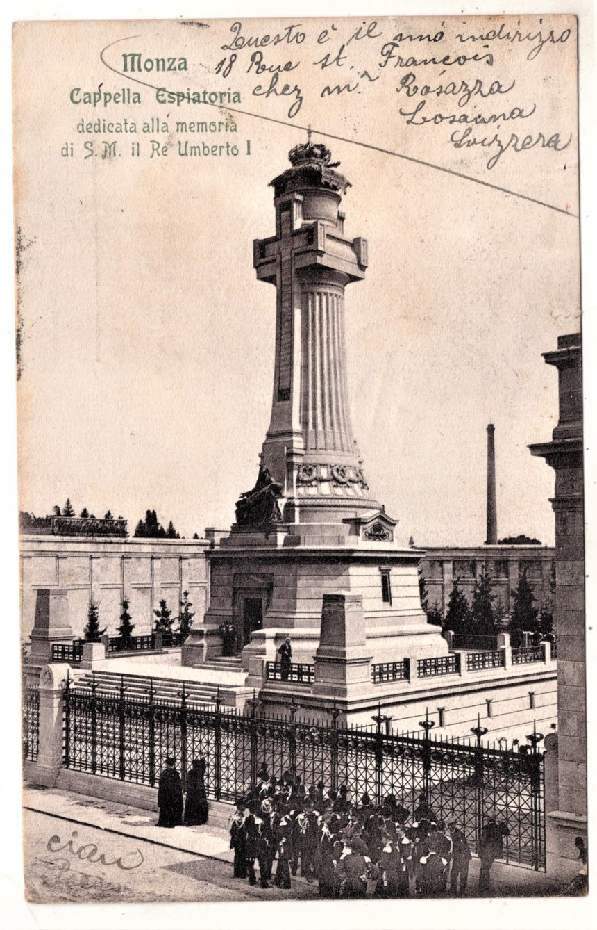 Cartolina antica Monza Cappella Espiatoria alla memoria del Re Umberto x Inghilterra